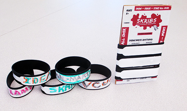 Skribs are customizable, reusable wristbands. (Photos by Michael Thompson)