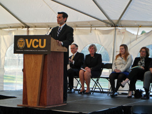 VCU President Michael Rao speaks at the December groundbreaking for the Virginia Treatment Center for Children.